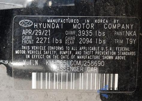 2021 Hyundai Ioniq Hybrid Blue z USA, uszkodzony, nr VIN KMHC65LC0MU258690